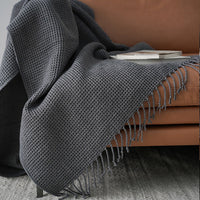 HKM-063955 Dark Gray Acrylic Blanket 150x220CM for Sofa and Home Decoration