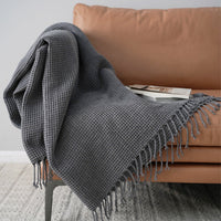HKM-063955 Dark Gray Acrylic Blanket 150x220CM for Sofa and Home Decoration