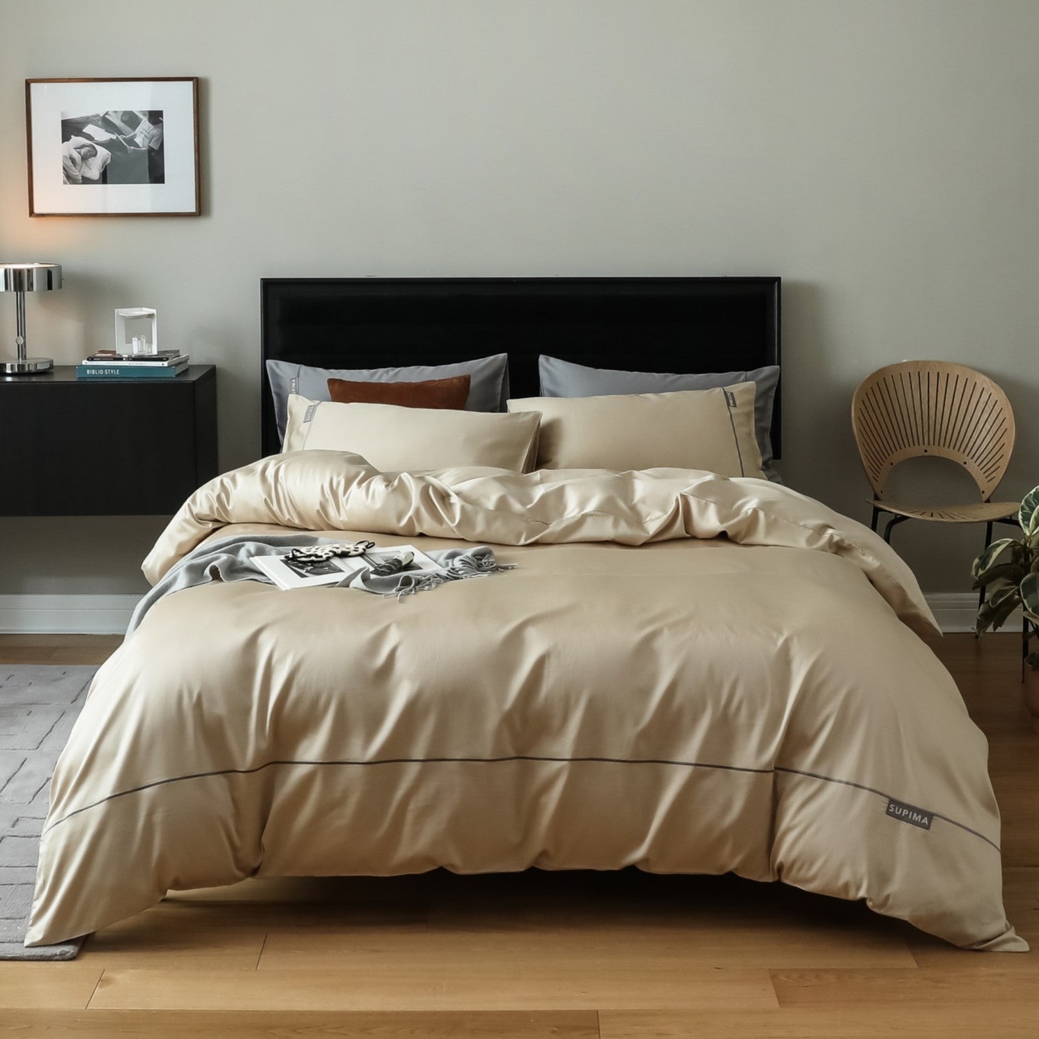 HKM-064019 Embroidered Cotton Four-Piece Bedding Set for 1.5m and 1.8m Beds