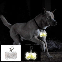 HKM-064019 Luminous Anti-Lost LED Bone Pendant for Cats and Dogs - Adjustable Collar Accessory