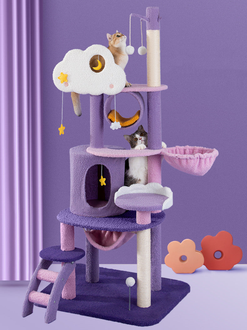 HKM-064339 Three-Tier Cat Climbing Frame with Sisal Grabbing Post and Fun Toy Ball