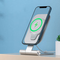 HKM-064403 Foldable Aluminium Alloy Phone Stand for iPhone 12 Mini, 12 Pro Max, Magnetic Wireless Charging Support