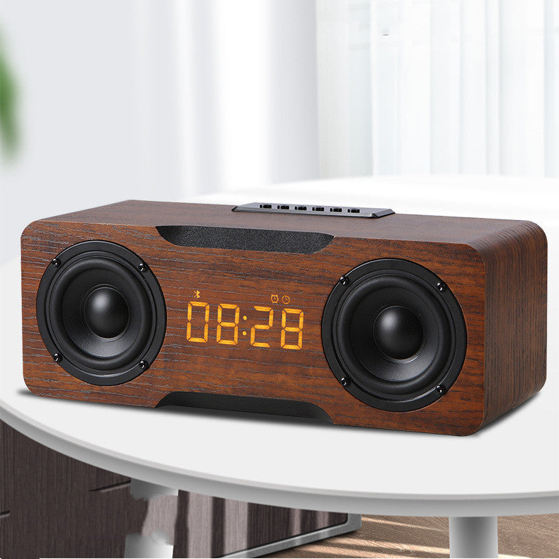 HKM-064403 Wooden Clock Bluetooth Speaker with U Disk and TF Card Support for Home or Office