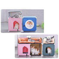 HKM-064467 Enclosed Winter Cat Shelter with Double Deck Design for Year-Round Comfort