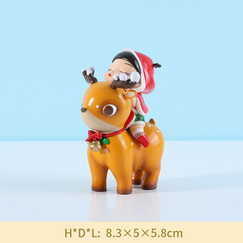 HKM-064467 Indoor Deer Girl Car Decoration - PVC 3D Model in Snow Night Elf & Mini Pearl Purple