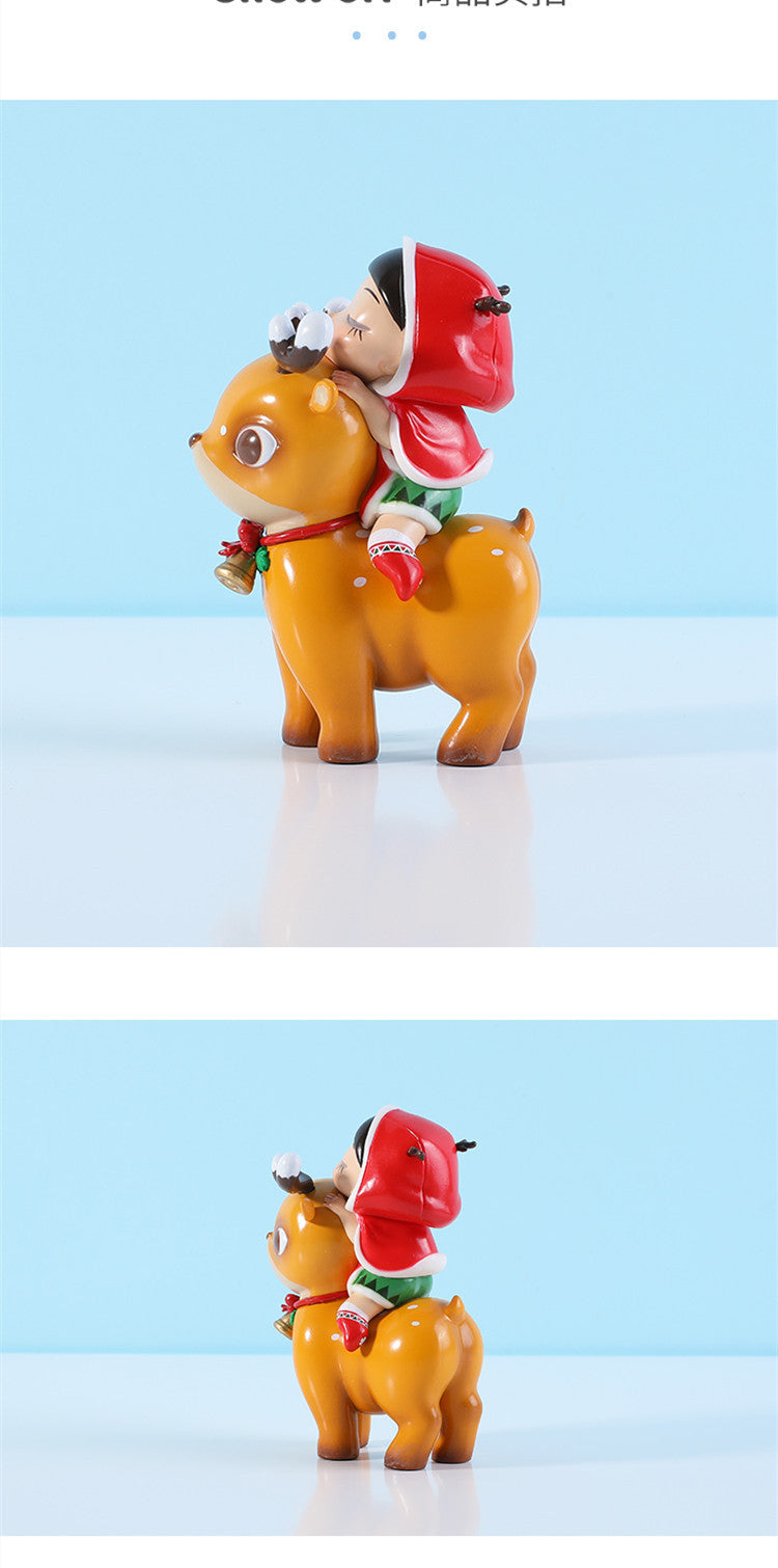 HKM-064467 Indoor Deer Girl Car Decoration - PVC 3D Model in Snow Night Elf & Mini Pearl Purple