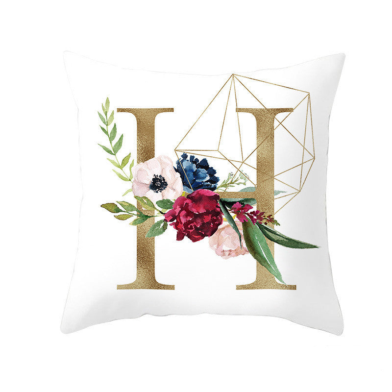 HKM-064723 Nordic Geometric Letter Pillowcase in Peach Skin - Decorative Cushion Cover for Home Use