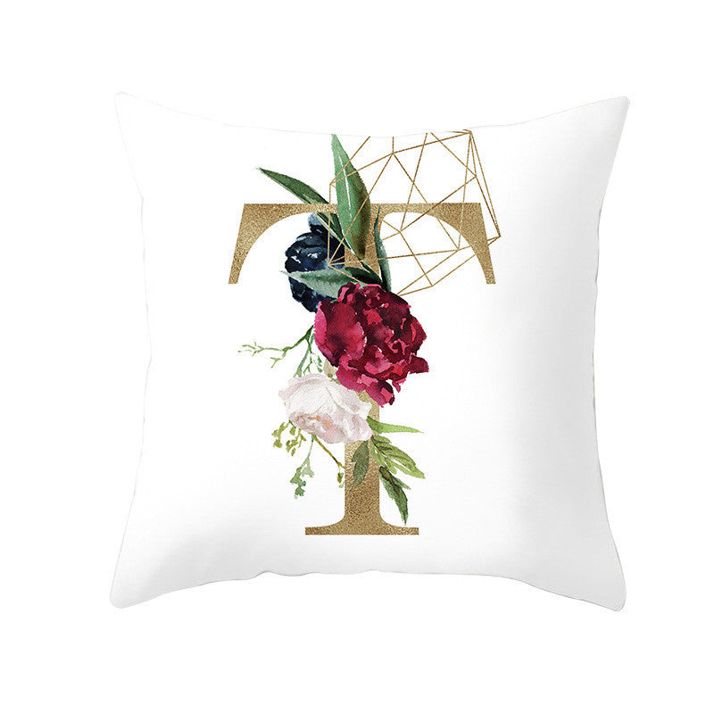 HKM-064723 Nordic Geometric Letter Pillowcase in Peach Skin - Decorative Cushion Cover for Home Use