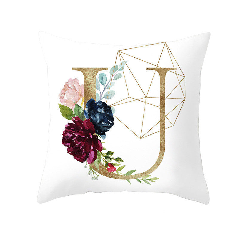 HKM-064723 Nordic Geometric Letter Pillowcase in Peach Skin - Decorative Cushion Cover for Home Use