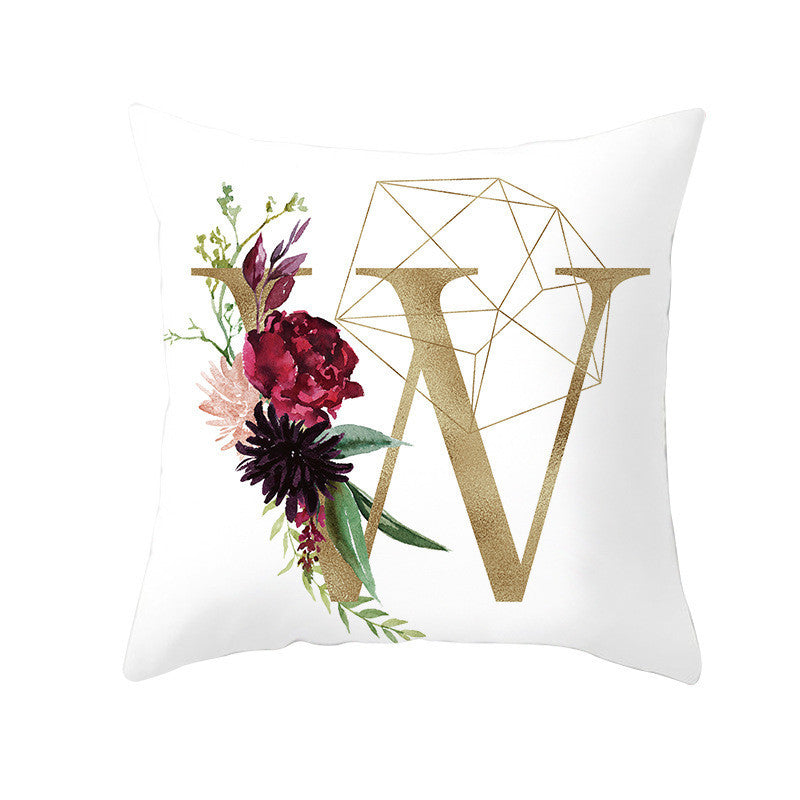 HKM-064723 Nordic Geometric Letter Pillowcase in Peach Skin - Decorative Cushion Cover for Home Use