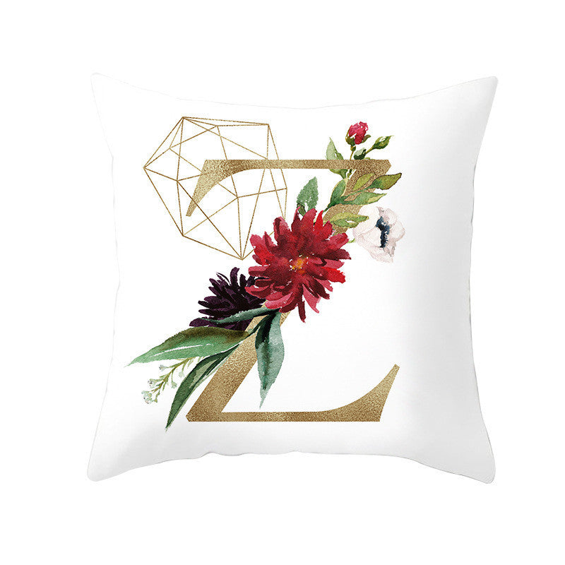 HKM-064723 Nordic Geometric Letter Pillowcase in Peach Skin - Decorative Cushion Cover for Home Use