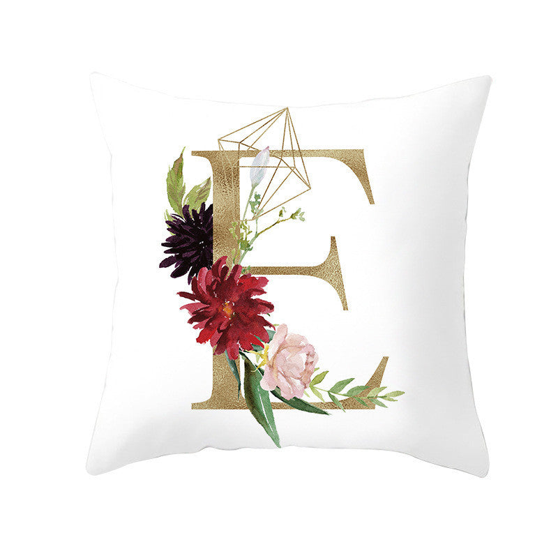 HKM-064723 Nordic Geometric Letter Pillowcase in Peach Skin - Decorative Cushion Cover for Home Use