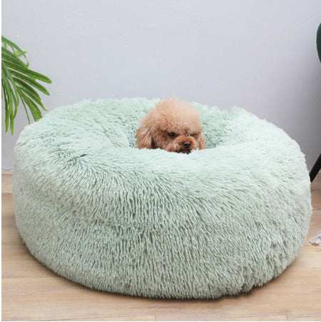 HKM-064723 Soft Thick Cutton Plush Round Pet Bed