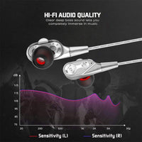 HKM-064723 Wired In-Ear Gaming Headset with Dual-Moving Coil and Microphone