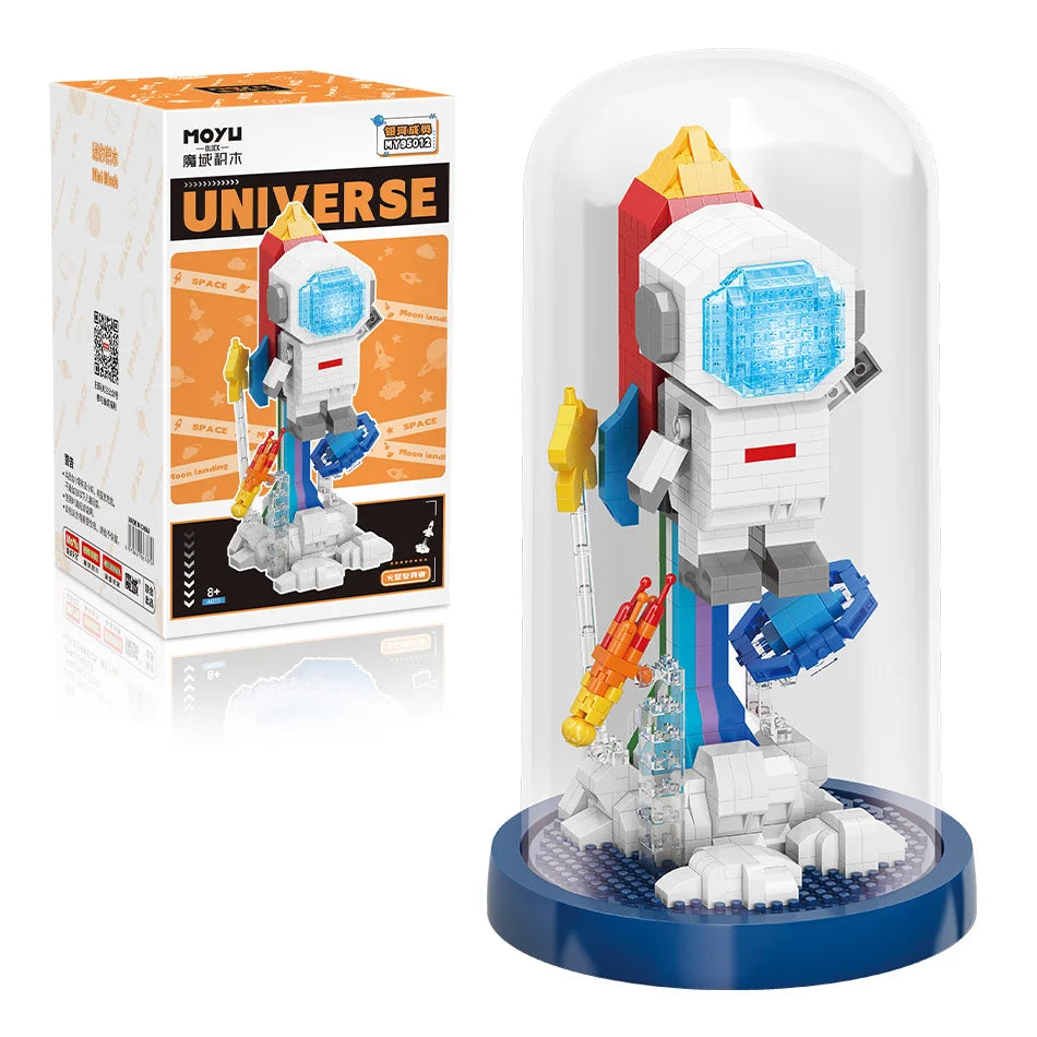 HKM-064915 3D Astronaut Building Block Set with Lights - Educational DIY Toy for Ages 8+