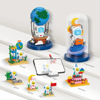 HKM-064915 3D Astronaut Building Block Set with Lights - Educational DIY Toy for Ages 8+
