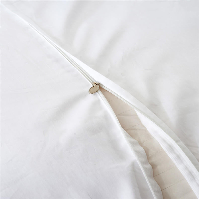 HKM-065107 Pure White Brushed Cloth Four-Piece Bedding Quilt Cover Set