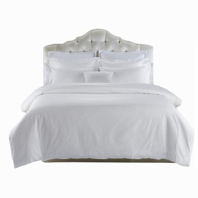 HKM-065107 Pure White Brushed Cloth Four-Piece Bedding Quilt Cover Set