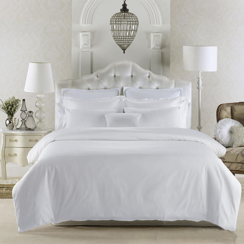 HKM-065107 Pure White Brushed Cloth Four-Piece Bedding Quilt Cover Set