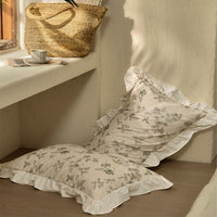 HKM-065171 Floral Cotton and Linen Yarn-Dyed Bedding Set - Quilt Cover, Bed Sheet, Pillowcases