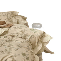HKM-065171 Floral Cotton and Linen Yarn-Dyed Bedding Set - Quilt Cover, Bed Sheet, Pillowcases
