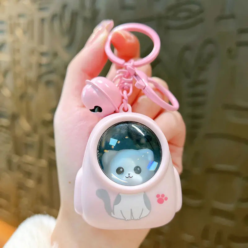 HKM-065171 Starry Sky 3D Glowing Bear Keychain for Kids - Cute Astronaut Pendant for Bags and Accessories