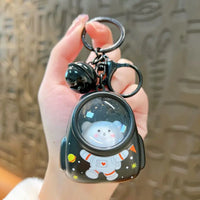 HKM-065171 Starry Sky 3D Glowing Bear Keychain for Kids - Cute Astronaut Pendant for Bags and Accessories