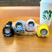 HKM-065171 Starry Sky 3D Glowing Bear Keychain for Kids - Cute Astronaut Pendant for Bags and Accessories