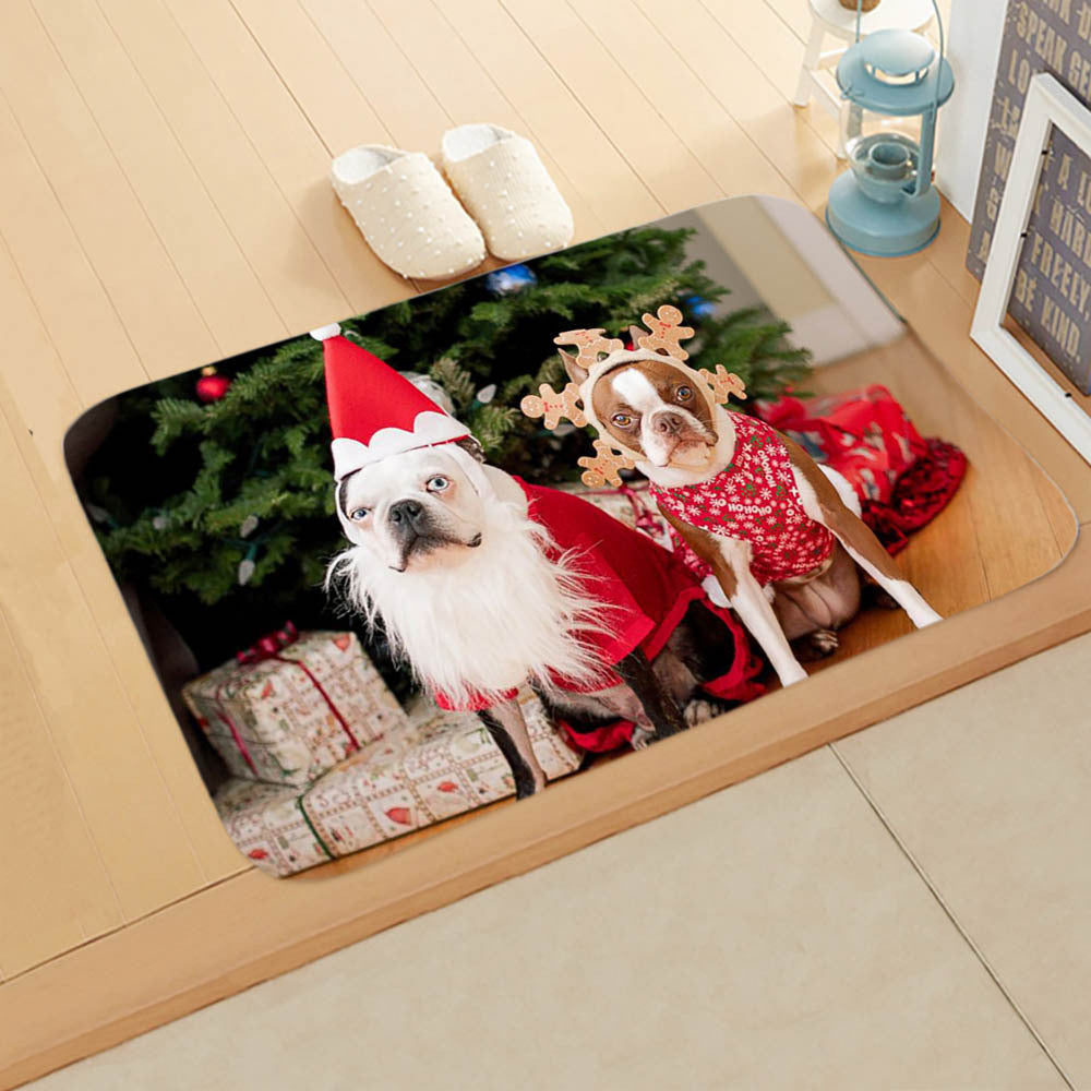 HKM-065235 Absorbent Non-slip Rectangle Floor Mat for Bedroom and Bathroom, 40x60cm Flannel Design