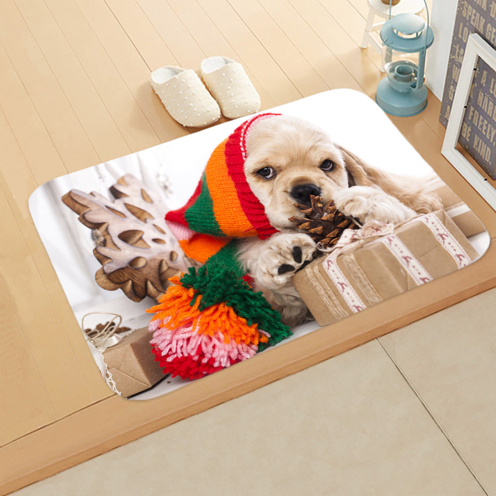 HKM-065235 Absorbent Non-slip Rectangle Floor Mat for Bedroom and Bathroom, 40x60cm Flannel Design