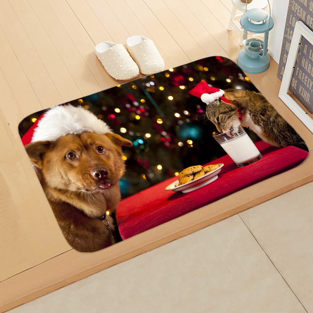 HKM-065235 Absorbent Non-slip Rectangle Floor Mat for Bedroom and Bathroom, 40x60cm Flannel Design