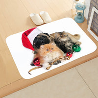 HKM-065235 Absorbent Non-slip Rectangle Floor Mat for Bedroom and Bathroom, 40x60cm Flannel Design