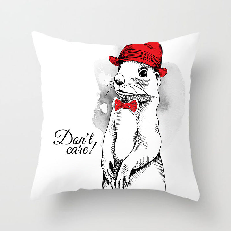HKM-065299 Cartoon Animal Peach Skin Fabric Pillowcase Cover - 45x45cm European Style