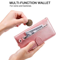 HKM-065427 Leather Zipper Wallet Case for Samsung Phones - Shockproof, Anti-Fall, and Heat Dissipation Features