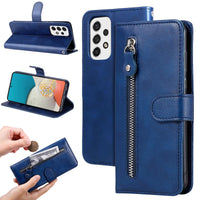 HKM-065427 Leather Zipper Wallet Case for Samsung Phones - Shockproof, Anti-Fall, and Heat Dissipation Features