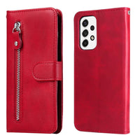 HKM-065427 Leather Zipper Wallet Case for Samsung Phones - Shockproof, Anti-Fall, and Heat Dissipation Features