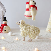HKM-065619 Wool Felt Little Sheep Pendant for Christmas Decor 14x12CM