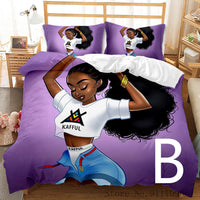 HKM-065811 African Girl Inspired Bedding Set for Kids - Duvet Cover and Pillowcase Options Available in Various Sizes
