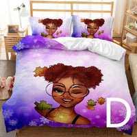 HKM-065811 African Girl Inspired Bedding Set for Kids - Duvet Cover and Pillowcase Options Available in Various Sizes