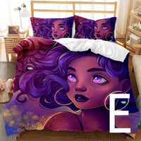 HKM-065811 African Girl Inspired Bedding Set for Kids - Duvet Cover and Pillowcase Options Available in Various Sizes