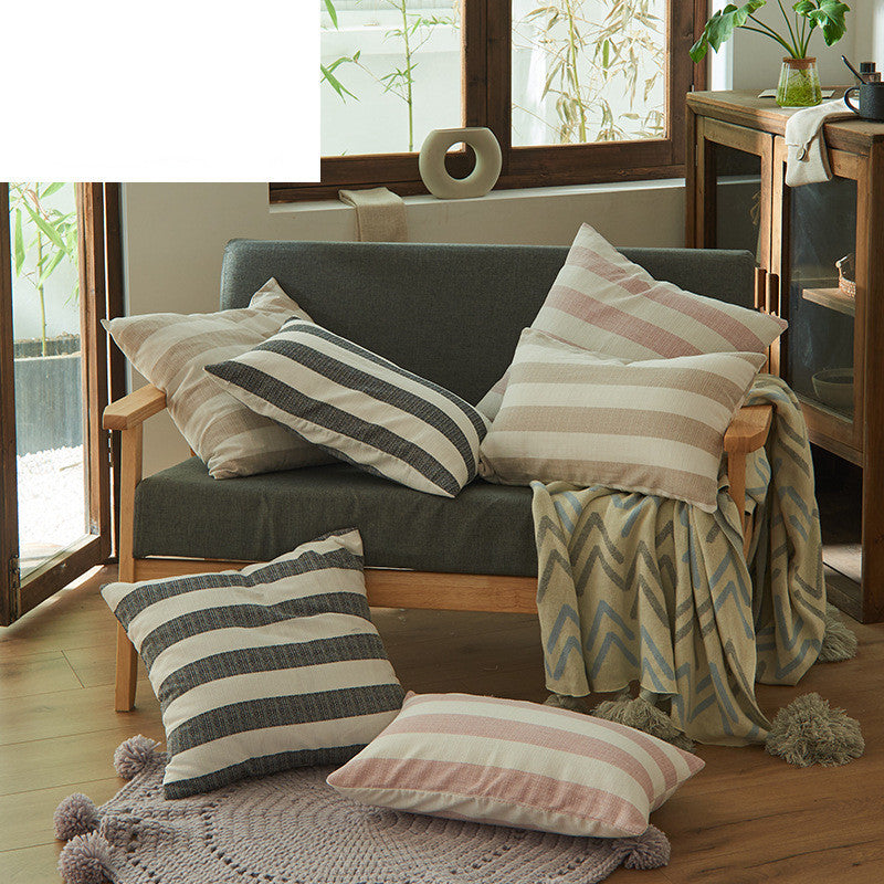 HKM-065811 Geometric Striped Linen Cotton Pillowcase - Fashionable and Simple, Multiple Sizes Available