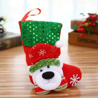 HKM-065939 Christmas Stocking Gift Bag with Plaid and Sequin Designs - Various Styles Available