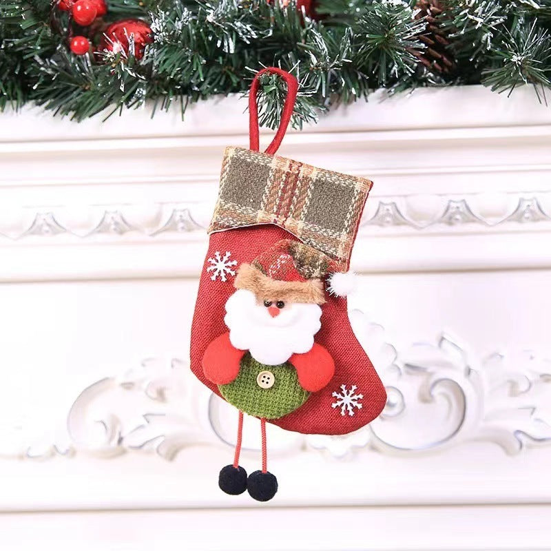HKM-065939 Christmas Stocking Gift Bag with Plaid and Sequin Designs - Various Styles Available