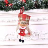 HKM-065939 Christmas Stocking Gift Bag with Plaid and Sequin Designs - Various Styles Available
