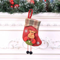 HKM-065939 Christmas Stocking Gift Bag with Plaid and Sequin Designs - Various Styles Available