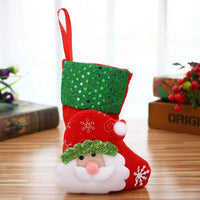 HKM-065939 Christmas Stocking Gift Bag with Plaid and Sequin Designs - Various Styles Available