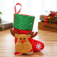 HKM-065939 Christmas Stocking Gift Bag with Plaid and Sequin Designs - Various Styles Available