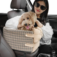 HKM-066131 Car Central Control Front Seat Pet Bed in Caramel Mocha, Milkshake Rice, Bordeaux Red, Classic Black - Soft Cloth Design