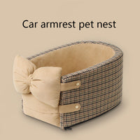 HKM-066131 Car Central Control Front Seat Pet Bed in Caramel Mocha, Milkshake Rice, Bordeaux Red, Classic Black - Soft Cloth Design