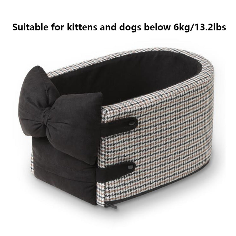 HKM-066131 Car Central Control Front Seat Pet Bed in Caramel Mocha, Milkshake Rice, Bordeaux Red, Classic Black - Soft Cloth Design